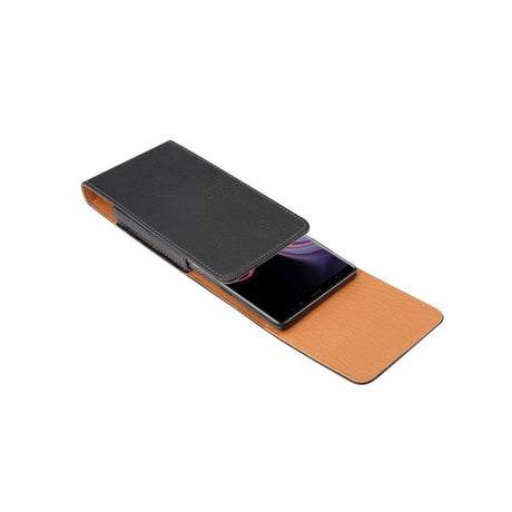 Universal Læder Flip Cover til Mobiler Sort - (Maks. Mobil: 165 x 83 x 18 mm)