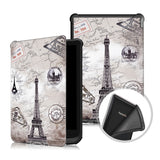 EIDERWOOD PocketBook Basic Lux 4 Kunstlæder Flip Cover m. Vågeblus Funktion - "Eiffel Tower" Hvid / Sort