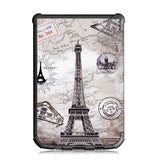 EIDERWOOD PocketBook Basic Lux 4 Kunstlæder Flip Cover m. Vågeblus Funktion - "Eiffel Tower" Hvid / Sort