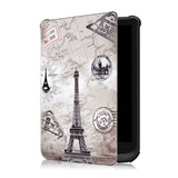 EIDERWOOD PocketBook Basic Lux 4 Kunstlæder Flip Cover m. Vågeblus Funktion - "Eiffel Tower" Hvid / Sort