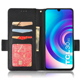 TCL 30 (4G) PU Litchi Læder Flip Cover m. Pung - Sort