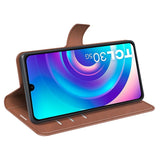 TCL 30 (4G) / (5G) Læder Flip Cover m. Kortholder - Lys Brun