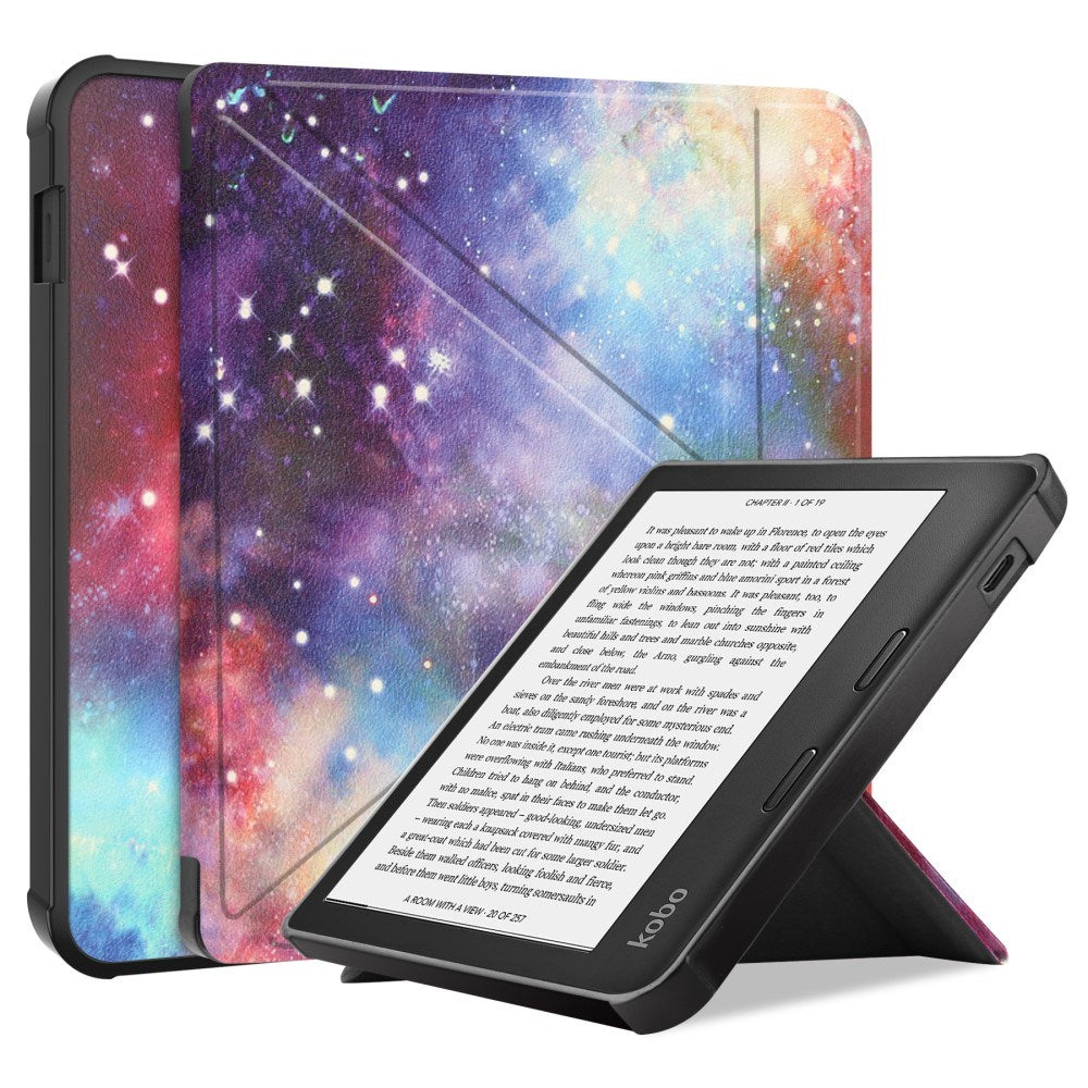 Kobo Libra 2 Origami Læder Flip Cover - Galakse