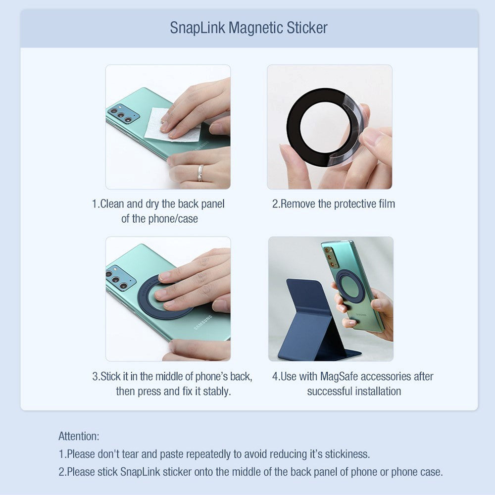 Nillkin Snaphold  / SnapLink Magnetisk Ring Kombi Pack - MagSafe Kompatibel - Sort