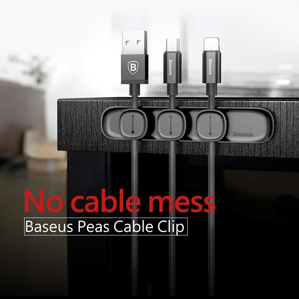 Baseus Peas Magnetisk Kabel Klips Holder - Sort