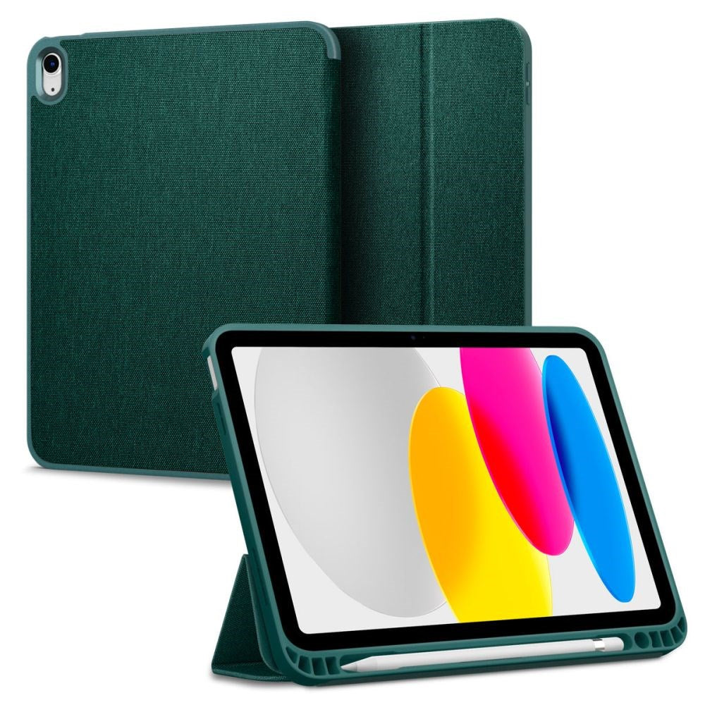 iPad 10.9" (2022) Spigen Urban Fit Stof Flip Cover m. Pen Holder - Grøn