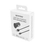 Essentials 12W Biloplader m. Lightning Kabel - 1m - Sort