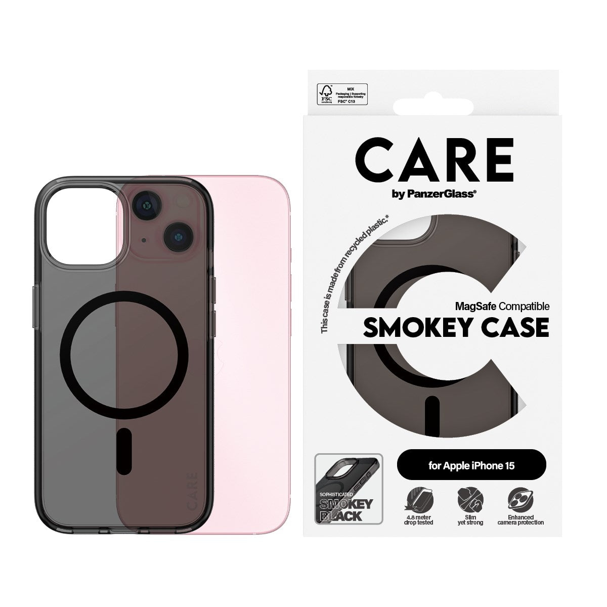 CARE by PanzerGlass iPhone 15 FLAGSHIP Urban Combat Cover - MagSafe Kompatibel - Smokey / Black