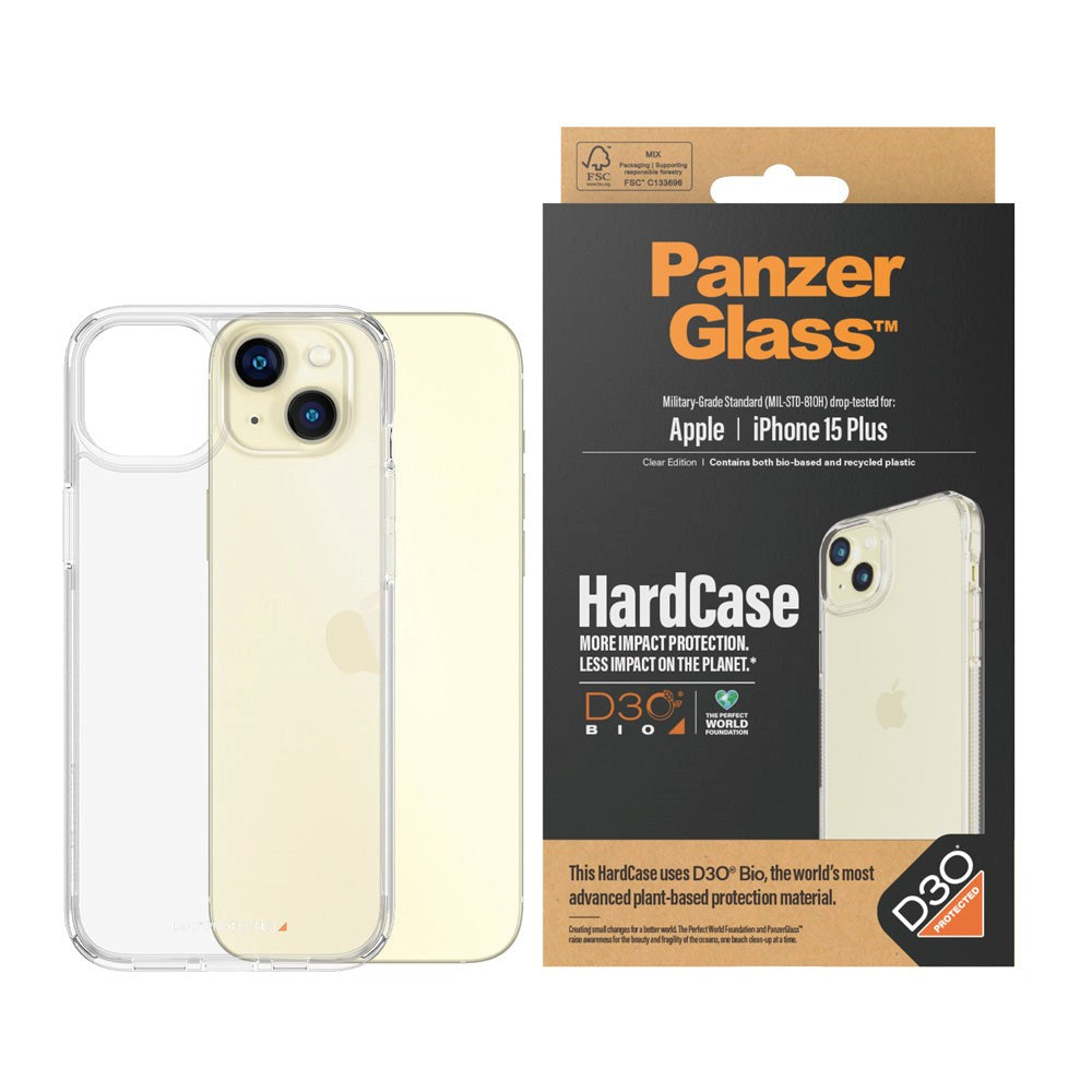 iPhone 15 Plus Bagside Cover PanzerGlass D3O Bio HardCase - Gennemsigtig