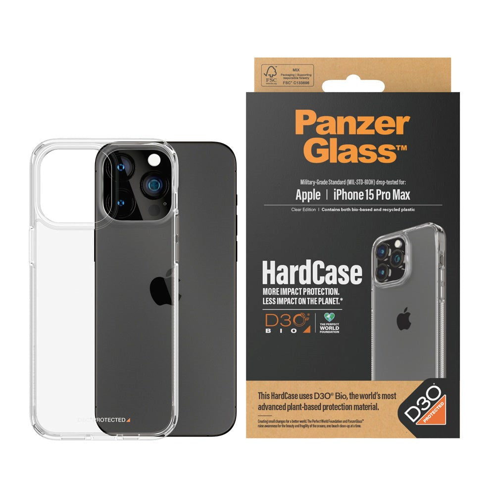 iPhone 15 Pro Max Bagside Cover PanzerGlass D3O Bio HardCase - Gennemsigtig