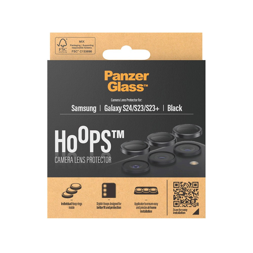 Samsung Galaxy S24 / S23 / S23+ (Plus) PanzerGlass Hoops - Beskyttelse til Kamera - Gennemsigtig / Sort