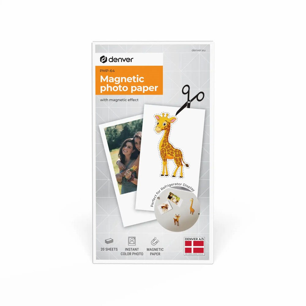Denver Magnetisk Fotopapir til MCP-6010 Printer - 20 stk - Hvid