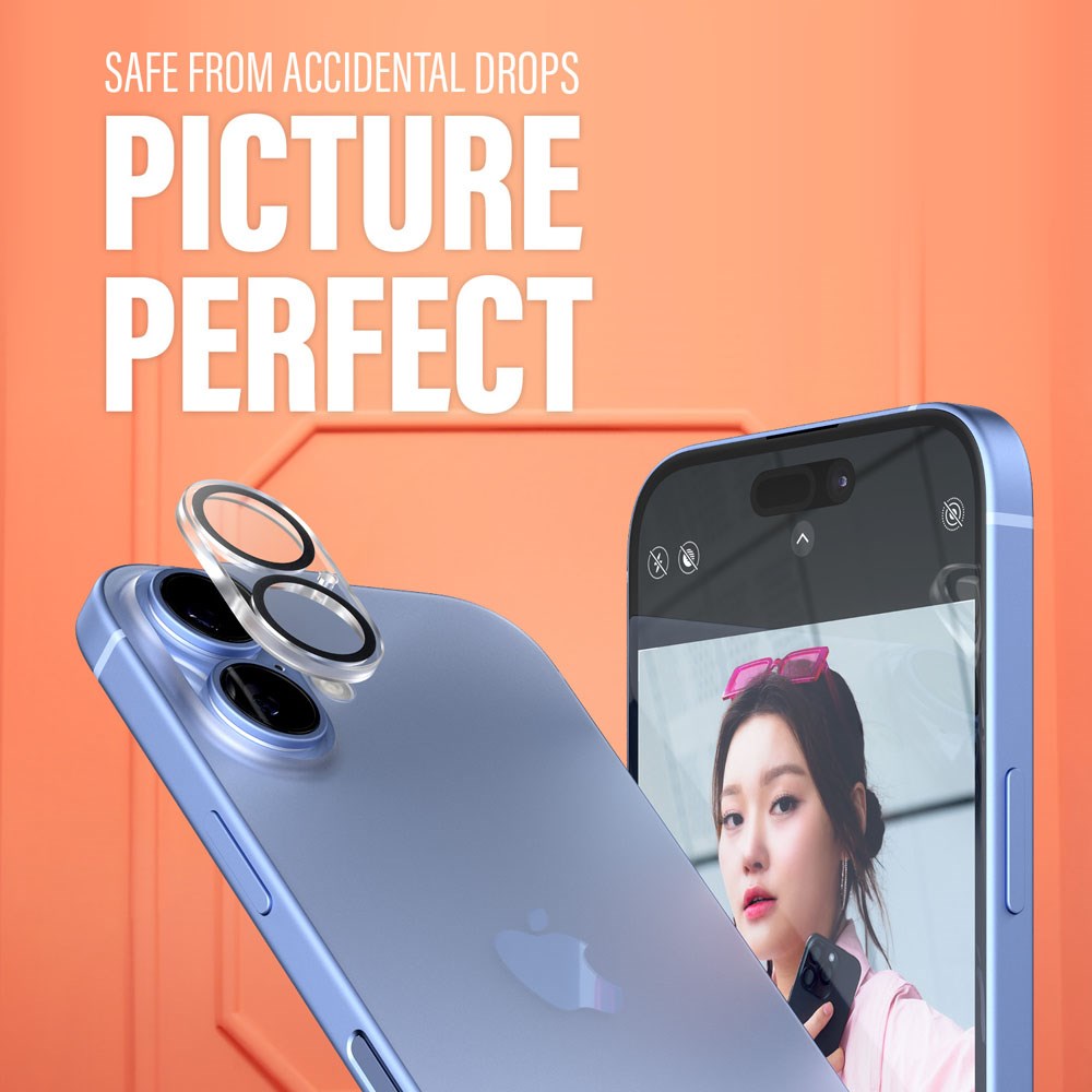 iPhone 16 / 16 Plus PanzerGlass PicturePerfect - Beskyttelse til Kamera - Platinum Strength - Gennemsigtig / Sort