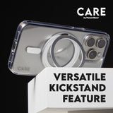 CARE by PanzerGlass iPhone 16 Plus Feature Kickstand Cover - MagSafe Kompatibel - Transparent / Silver