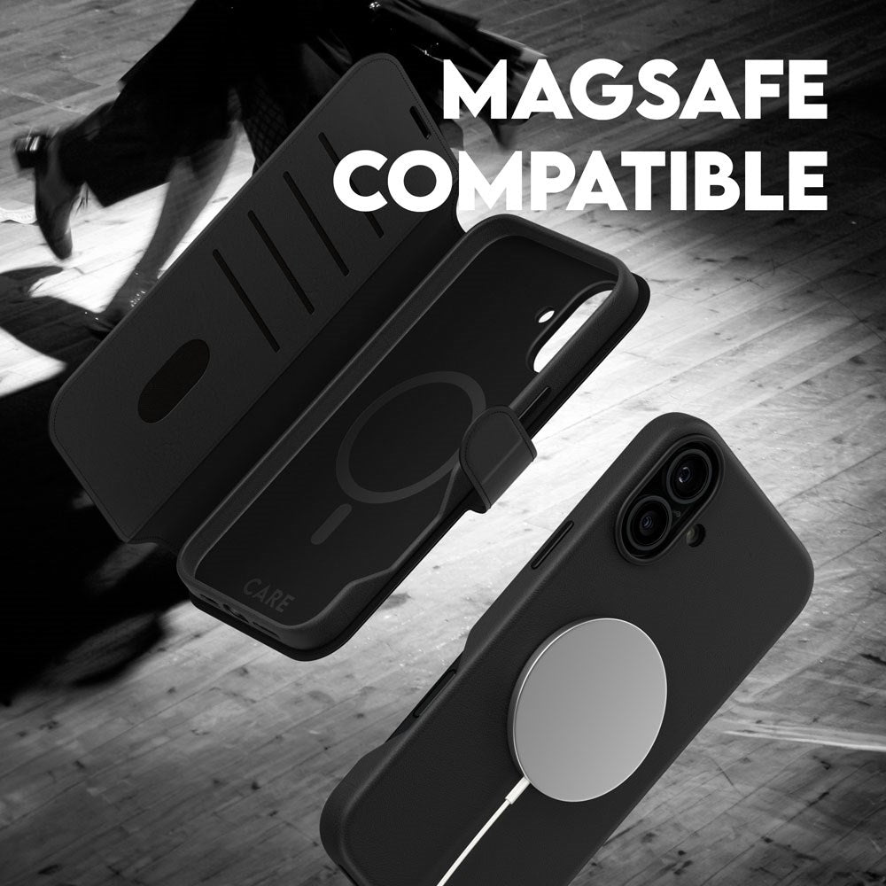 CARE by PanzerGlass iPhone 16 Plus Feature Tango 2-in-1 Flip Cover m. Pung - Sort