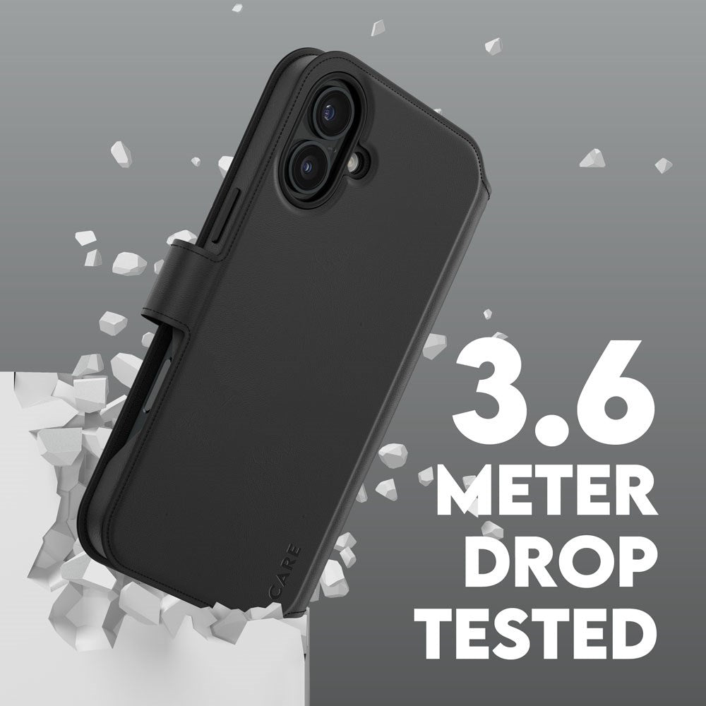 CARE by PanzerGlass iPhone 16 Plus Feature Tango 2-in-1 Flip Cover m. Pung - Sort