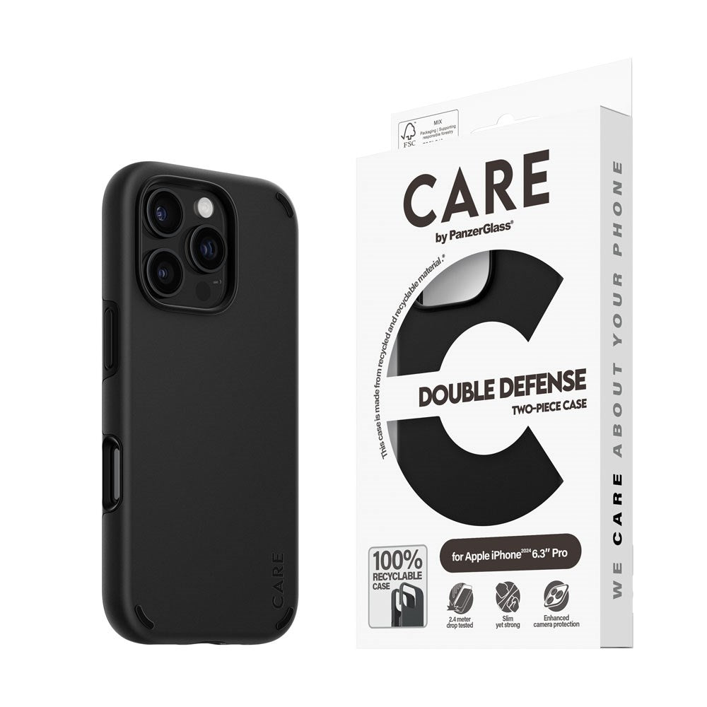 CARE by PanzerGlass iPhone 16 Pro Feature Double Defence Bagside Cover - Sort