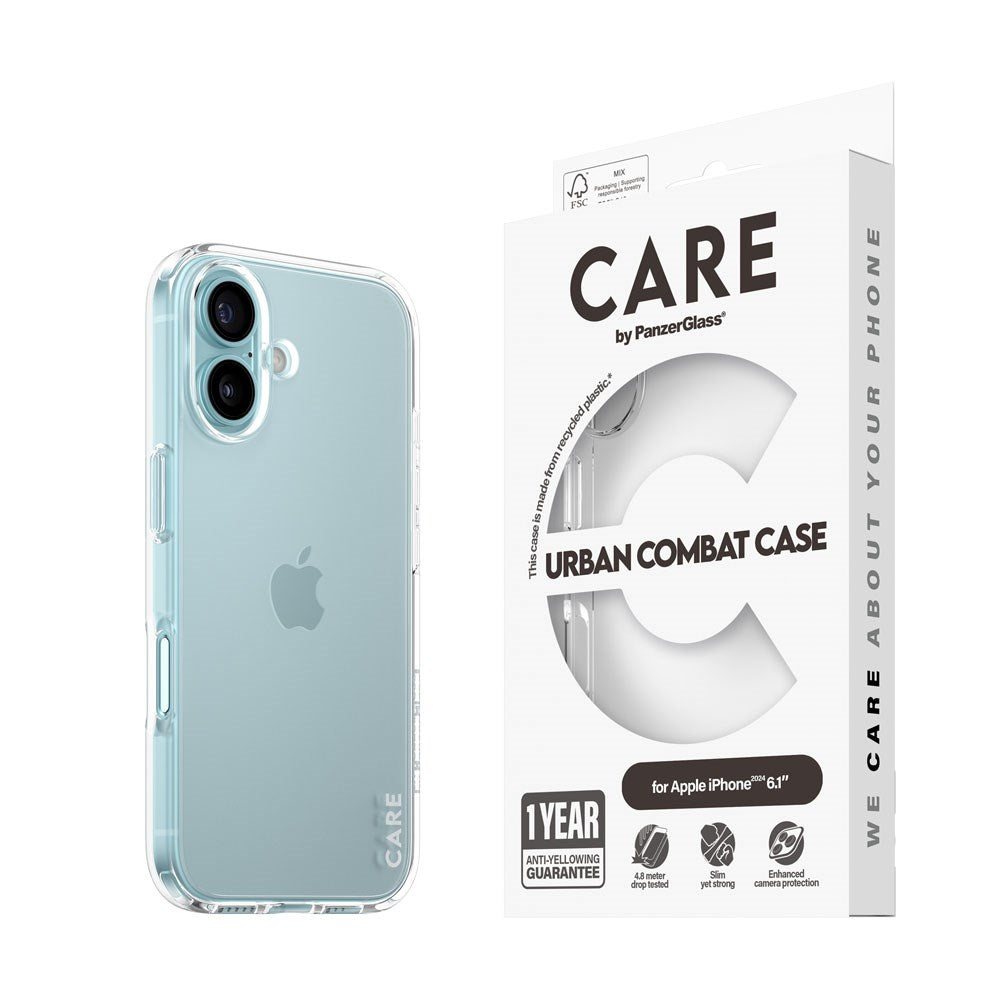 CARE by PanzerGlass iPhone 16 FLAGSHIP Urban Combat Cover - Transparent