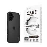 CARE by PanzerGlass iPhone 16 FLAGSHIP Urban Combat Cover - Transparent / Black Frame