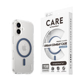 CARE by PanzerGlass iPhone 16 FLAGSHIP Urban Combat Cover - MagSafe Kompatibel - Transparent / Coronet Blue