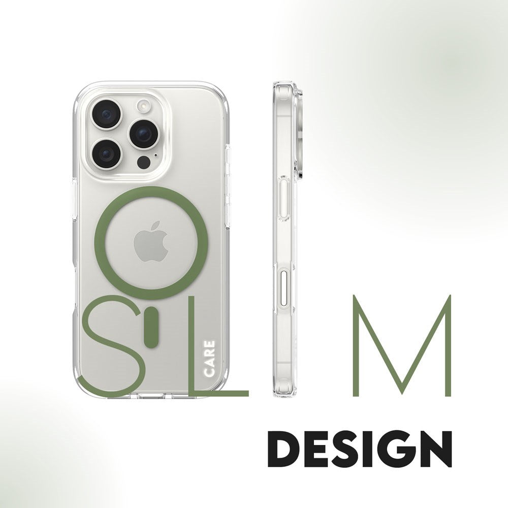 CARE by PanzerGlass iPhone 16 Pro FLAGSHIP Urban Combat Cover - MagSafe Kompatibel - Transparent / Piquant Green
