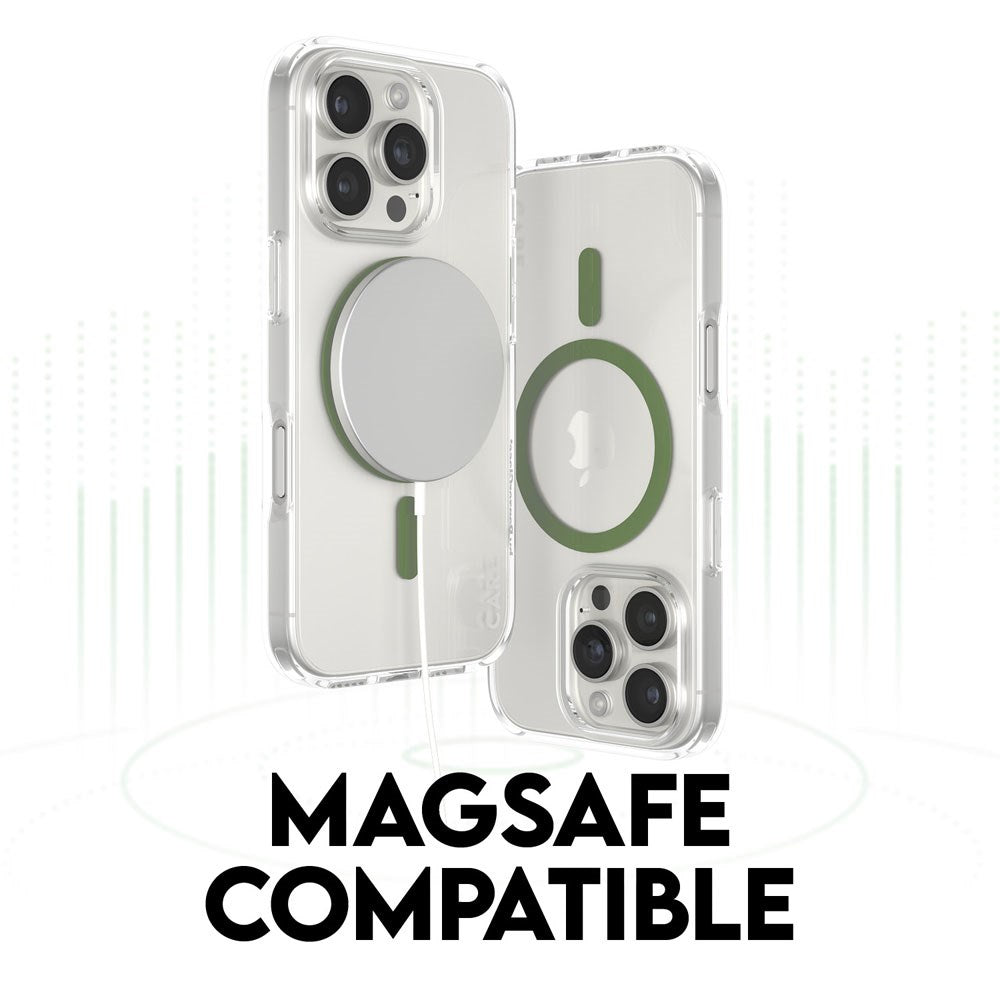 CARE by PanzerGlass iPhone 16 Pro FLAGSHIP Urban Combat Cover - MagSafe Kompatibel - Transparent / Piquant Green