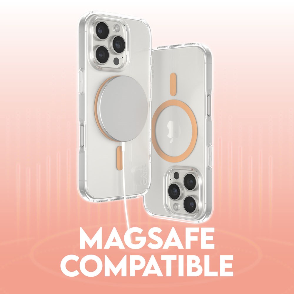 CARE by PanzerGlass iPhone 16 Pro FLAGSHIP Urban Combat Cover - MagSafe Kompatibel - Transparent / Peach Fuzz