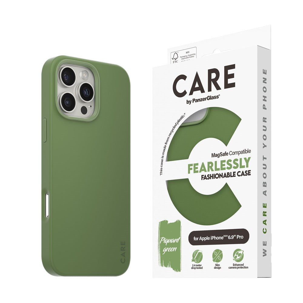 CARE by PanzerGlass iPhone 16 Pro Max FASHION Fearlessly Fashionable Cover - MagSafe Kompatibel - Piquant Green