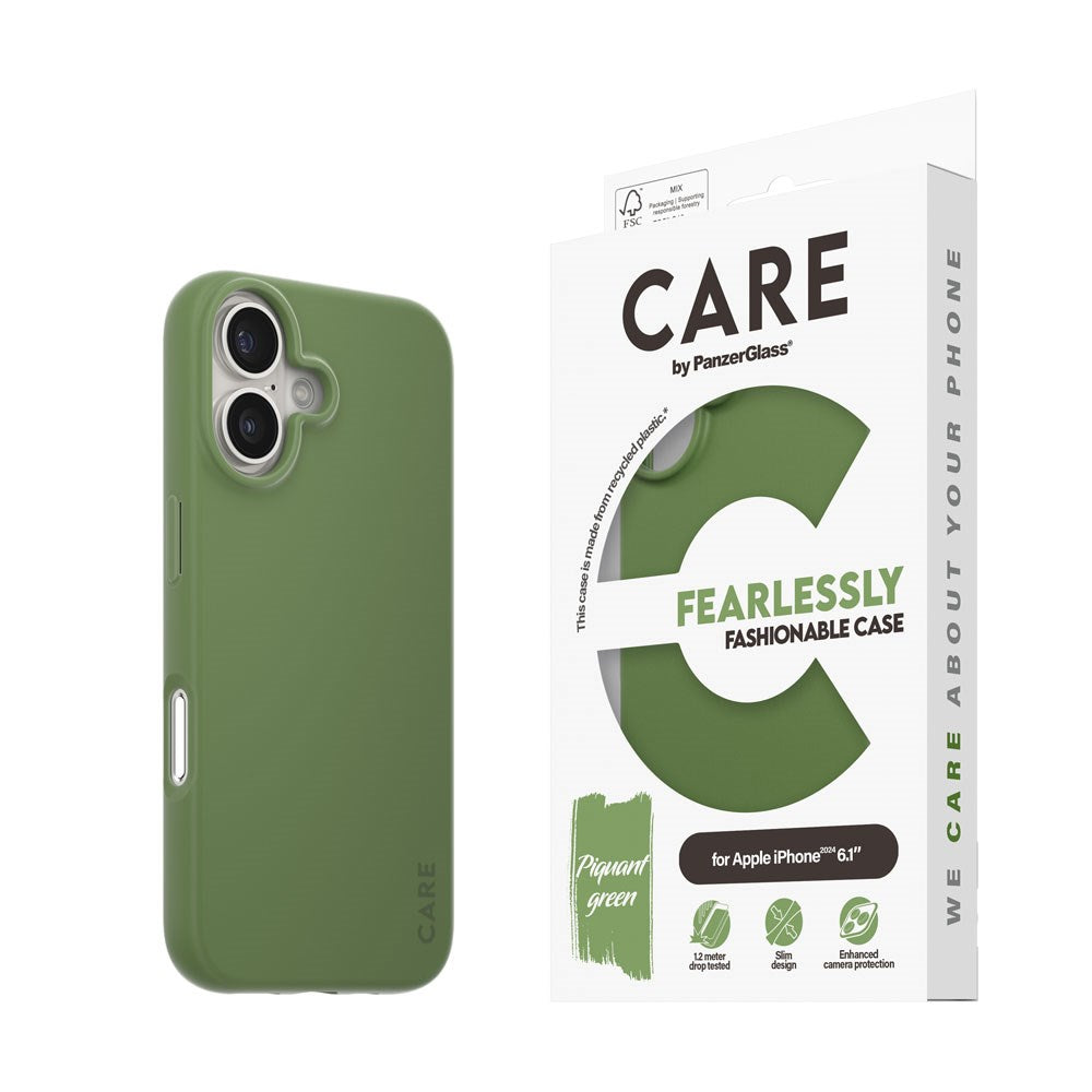 CARE by PanzerGlass iPhone 16 FASHION Fearlessly Fashionable Cover - Piquant Green