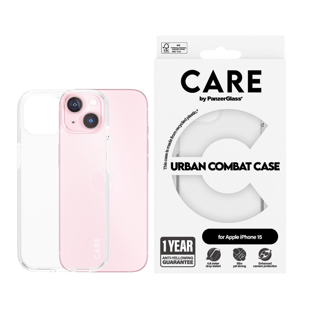 CARE by PanzerGlass iPhone 15 FLAGSHIP Urban Combat Cover - Transparent