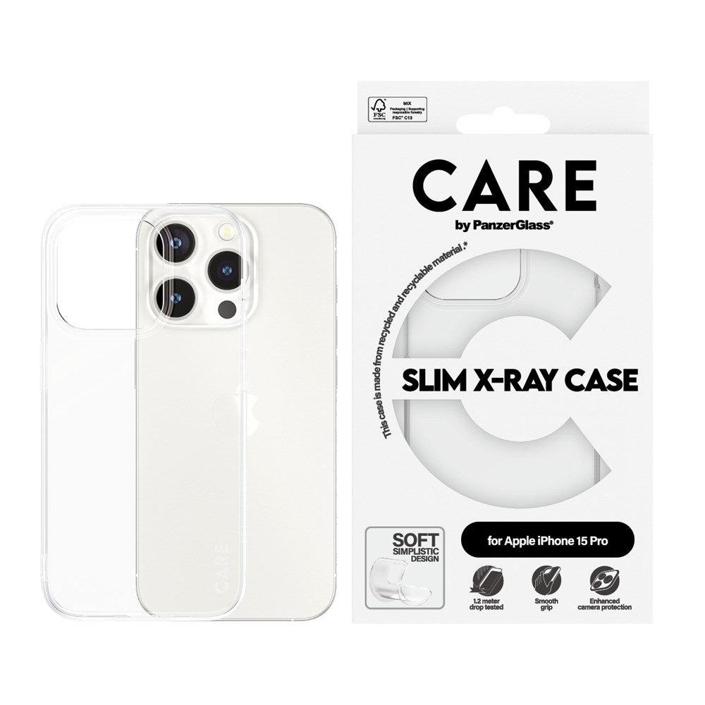 CARE by PanzerGlass iPhone 15 Pro FASHION X-Ray Soft Basic Bagside Cover - Transparent