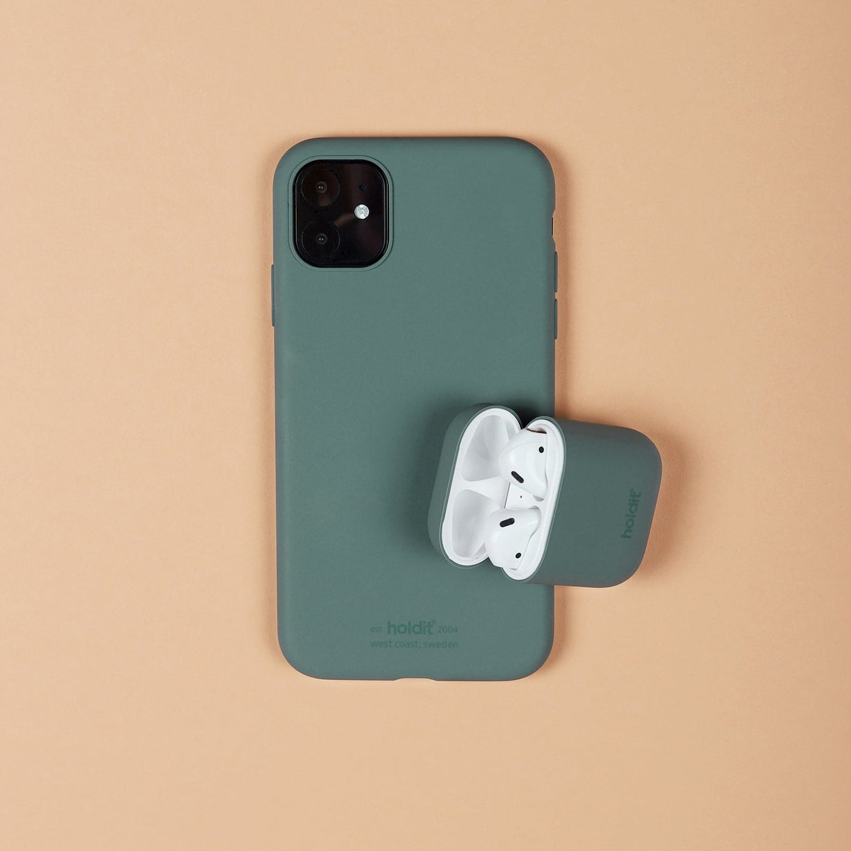 Holdit Nygård Silikone Cover Til AirPods (1 & 2. gen.) - Mos Green