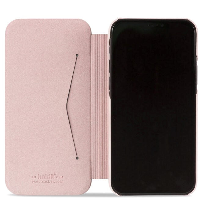 Holdit iPhone 13 Pro Slim Flip Cover m. Pung - Blush Pink