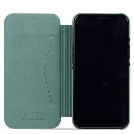 Holdit iPhone 13 Pro Slim Flip Case m. Pung - Moss Green