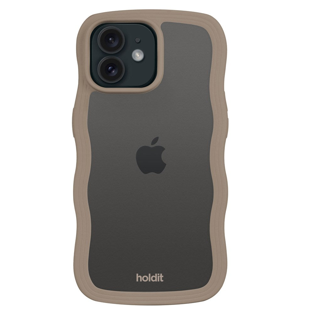 Holdit iPhone 12 / 12 Pro Wavy Cover - Mocha Brown / Transparent