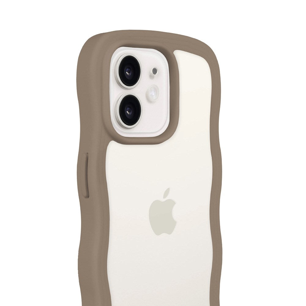 Holdit iPhone 12 / 12 Pro Wavy Cover - Mocha Brown / Transparent