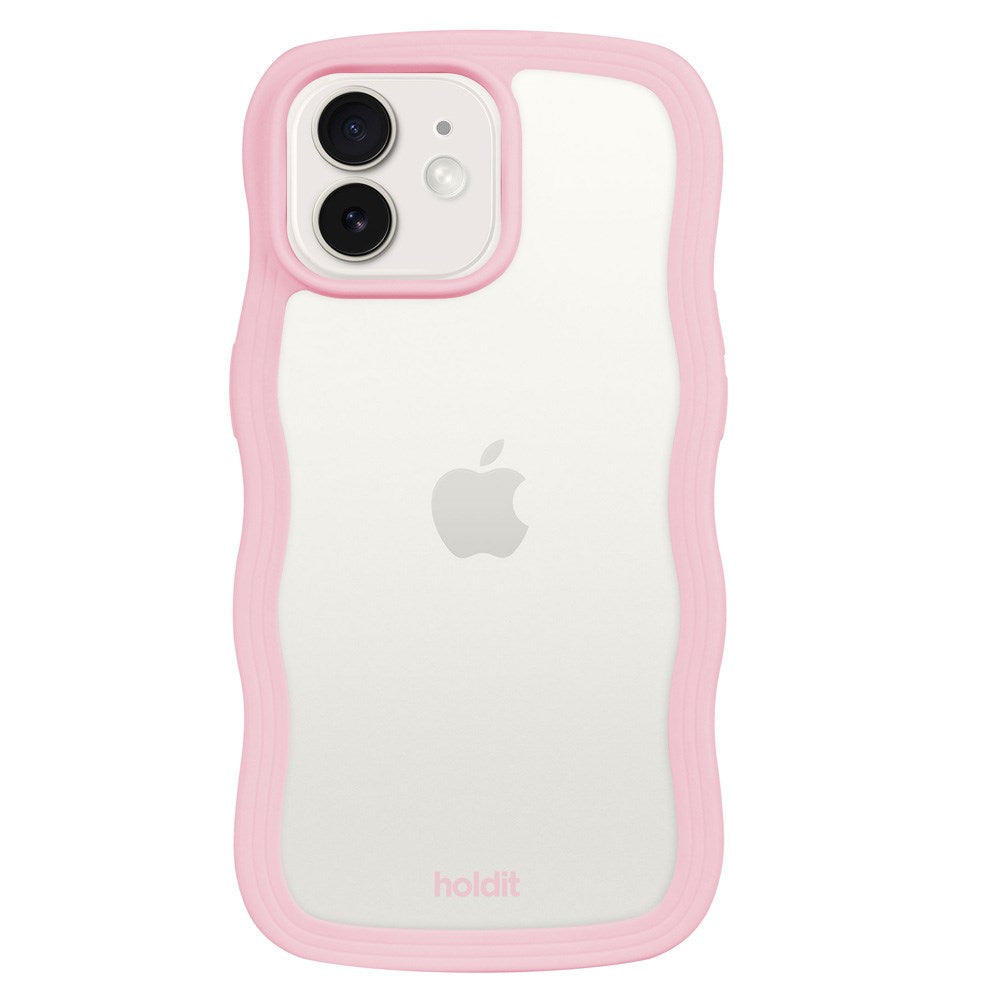 Holdit iPhone 12 / 12 Pro Wavy Cover - Pink / Transparent