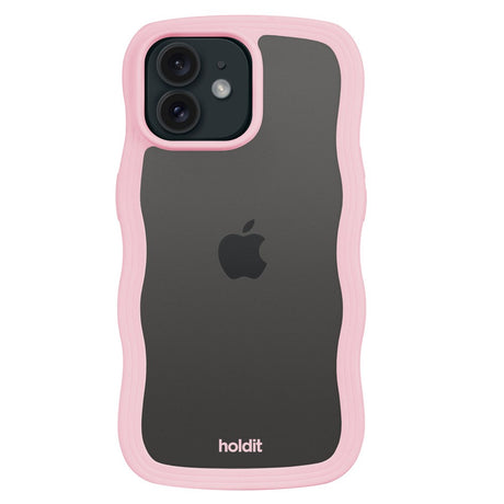 Holdit iPhone 12 / 12 Pro Wavy Cover - Pink / Transparent