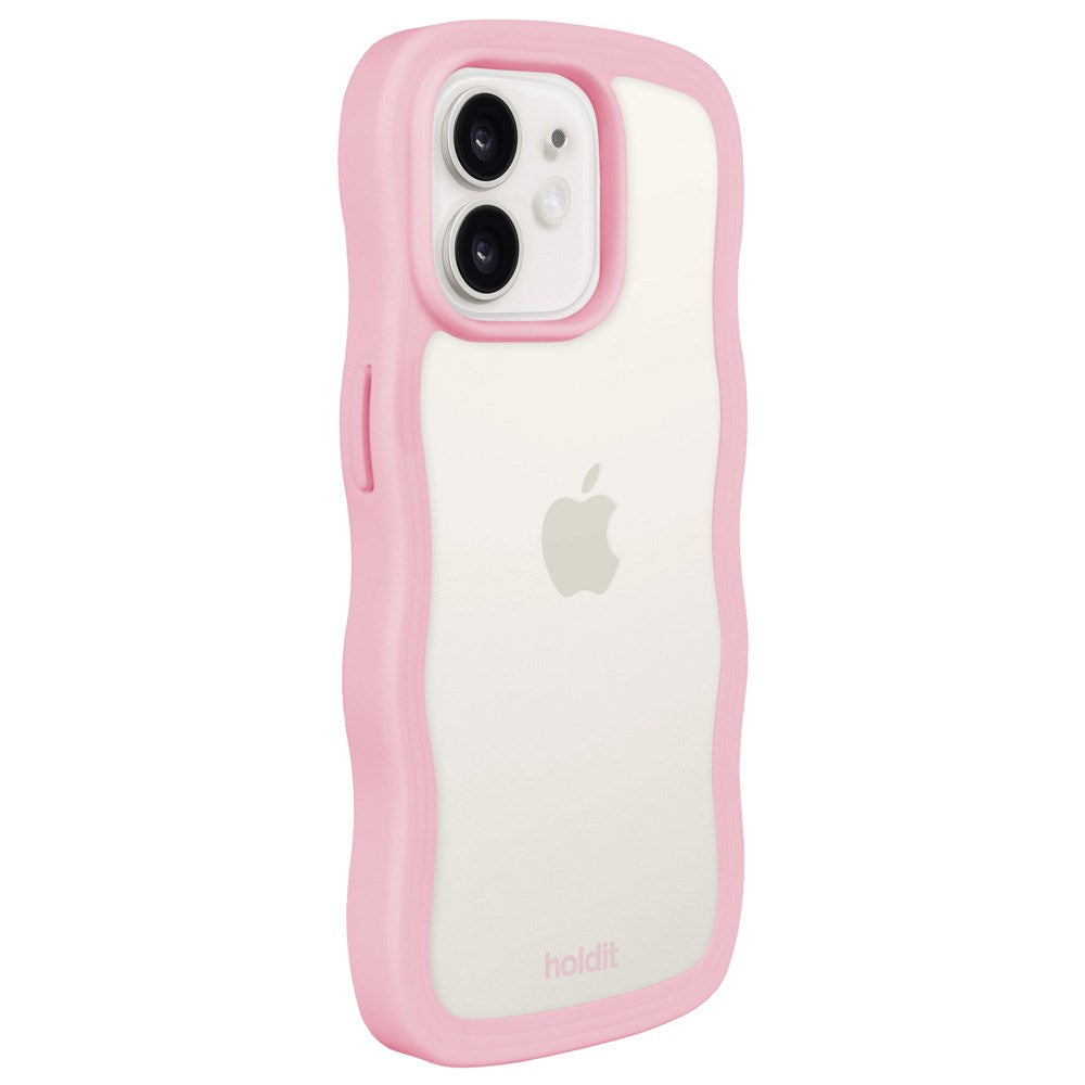 Holdit iPhone 12 / 12 Pro Wavy Cover - Pink / Transparent