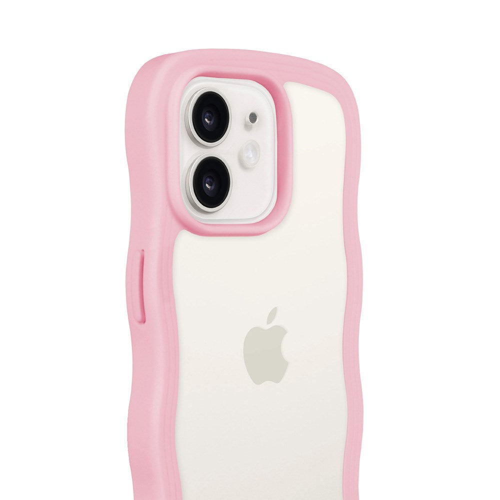 Holdit iPhone 12 / 12 Pro Wavy Cover - Pink / Transparent