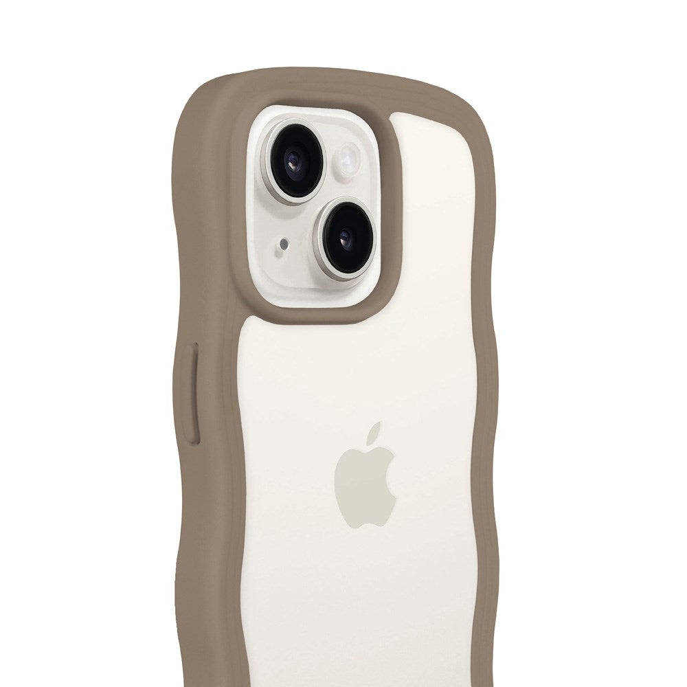 Holdit iPhone 15 / 14 / 13 Wavy Cover - Mocha Brown / Transparent