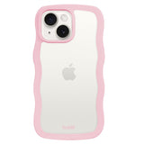 Holdit iPhone 15 / 14 / 13 Wavy Cover - Pink / Transparent