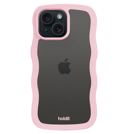 Holdit iPhone 15 / 14 / 13 Wavy Cover - Pink / Transparent