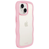 Holdit iPhone 15 / 14 / 13 Wavy Cover - Pink / Transparent