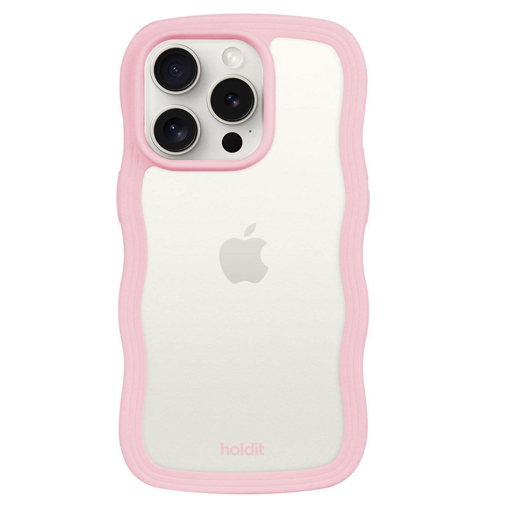 Holdit iPhone 14 Pro Wavy Cover - Pink / Transparent