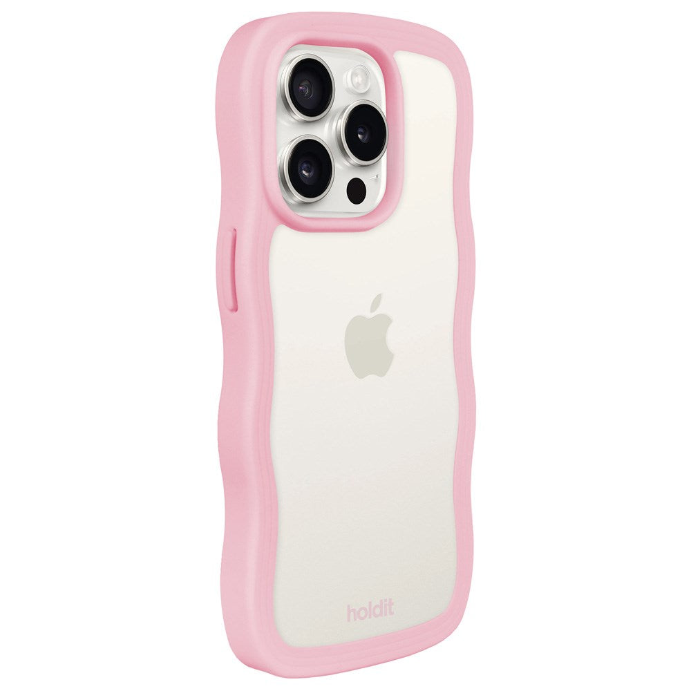 Holdit iPhone 14 Pro Wavy Cover - Pink / Transparent