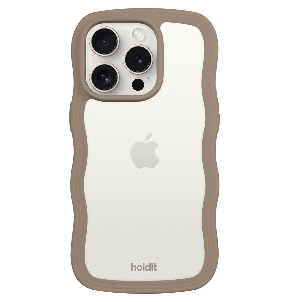 Holdit iPhone 14 Pro Max Wavy Cover - Mocha Brown / Transparent