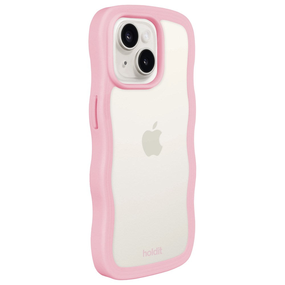 Holdit iPhone 15 Plus / 14 Plus Wavy Cover - Pink / Transparent