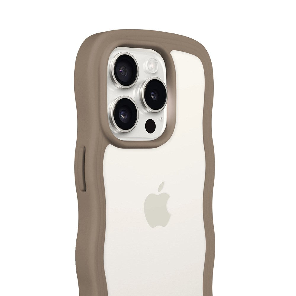 Holdit iPhone 15 Pro Wavy Cover - Mocha Brown / Transparent