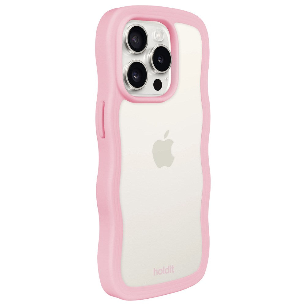 Holdit iPhone 15 Pro Max Wavy Cover - Pink / Transparent